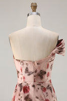 Load image into Gallery viewer, Floral Blush Ruched Long Mermaid Prom Dress with Slit