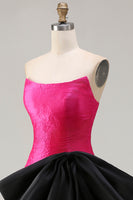 Load image into Gallery viewer, Fuchsia Strapless Long Mermaid Prom Dress with Bow
