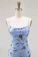 Load image into Gallery viewer, Sparkly Black and Purple Floral Mermaid Long Sequin Prom Dress with Slit