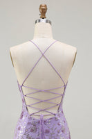 Load image into Gallery viewer, Sparkly Champagne Mermaid Floral Long Prom Dress with Slit