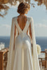 Load image into Gallery viewer, Ivory Cut Out Deep V-Neck Bridal Jumpsuits with Cape