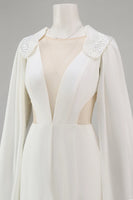 Load image into Gallery viewer, Ivory Cut Out Deep V-Neck Bridal Jumpsuits with Cape