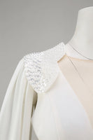 Load image into Gallery viewer, Ivory Cut Out Deep V-Neck Bridal Jumpsuits with Cape