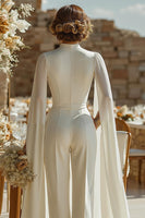 Load image into Gallery viewer, Ivory Keyhole High Neck Bridal Jumpsuits with Pockets