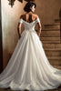 Load image into Gallery viewer, White Off the Shoulder A Line Sweep Train Wedding Dress with Slit