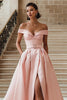 Load image into Gallery viewer, White A Line Off the Shoulder Sweep Train Wedding Dress with Slit