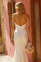 Load image into Gallery viewer, Simple Ivory Mermaid Halter Sweep Train Wedding Dress