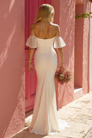 Load image into Gallery viewer, Ivory Mermaid Sweep Train Wedding Dress with Slit