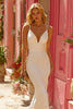 Load image into Gallery viewer, Simple Ivory Spaghetti Straps Sweep Train Mermaid Wedding Dress