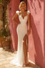 Load image into Gallery viewer, Simple Ivory Sweep Train Mermaid Wedding Dress with Slit