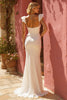 Load image into Gallery viewer, Simple Ivory Sweep Train Mermaid Wedding Dress with Slit