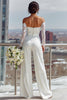 Load image into Gallery viewer, White Sweetheart Satin Bridal Jumpsuits with Lace