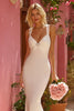 Load image into Gallery viewer, White Thick Straps Floor-Length Mermaid Wedding Dress with Rhinestone