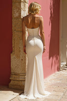 Load image into Gallery viewer, Ivory Spaghetti Straps Floor-Length Mermaid Wedding Dress with Slit