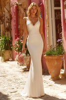 Load image into Gallery viewer, Ivory Mermaid Floor-Length Ruched Wedding Dress