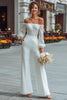 Load image into Gallery viewer, White Long Sleeves Wide Leg Bridal Jumpsuits with Appliques