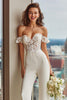 Load image into Gallery viewer, White Off the Shoulder Lace Bridal Jumpsuits