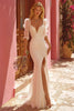 Load image into Gallery viewer, Ivory Appliqued Floor-Length Mermaid Wedding Dress with Slit
