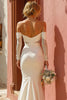 Load image into Gallery viewer, White Ruched Off the Shoulder Mermaid Floor-Length Wedding Dress with Slit
