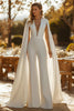 Load image into Gallery viewer, Ivory Fitted Deep V-Neck Bridal Jumpsuits with Cape