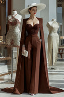 Load image into Gallery viewer, Long Sleeves Cabernet Mother of the Bride Jumpsuits with Pockets