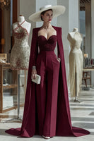 Load image into Gallery viewer, Long Sleeves Cabernet Mother of the Bride Jumpsuits with Pockets