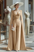 Load image into Gallery viewer, Long Sleeves Cabernet Mother of the Bride Jumpsuits with Pockets