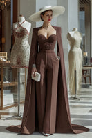 Load image into Gallery viewer, Long Sleeves Cabernet Mother of the Bride Jumpsuits with Pockets