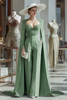 Load image into Gallery viewer, Long Sleeves Cabernet Mother of the Bride Jumpsuits with Pockets