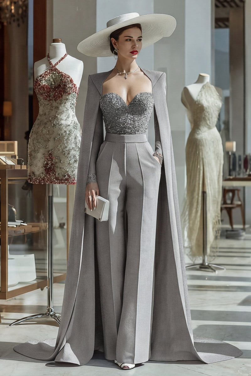 Load image into Gallery viewer, Long Sleeves Cabernet Mother of the Bride Jumpsuits with Pockets