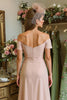 Load image into Gallery viewer, Dusty Rose Satin Off the Shoulder Ruched Midi Mother of the Bride Dress