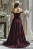Load image into Gallery viewer, Cabernet A Line Off the Shoulder Satin Long Mother of the Bride Jumpsuits