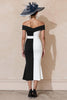 Load image into Gallery viewer, Black and White Off the Shoulder Ruffled Mermaid Long Mother of the Bride Dress