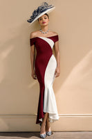 Load image into Gallery viewer, Black and White Mermaid Ruffled Patchwork Long Mother of the Bride Dress