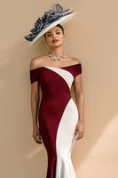 Load image into Gallery viewer, Black and White Mermaid Ruffled Patchwork Long Mother of the Bride Dress