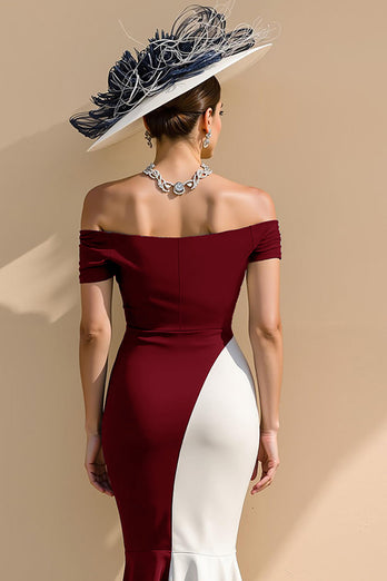 Black and White Mermaid Ruffled Patchwork Long Mother of the Bride Dress