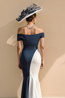 Load image into Gallery viewer, Black and White Mermaid Ruffled Patchwork Long Mother of the Bride Dress