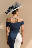 Load image into Gallery viewer, Black and White Mermaid Ruffled Patchwork Long Mother of the Bride Dress