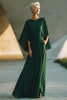 Load image into Gallery viewer, Dark Green Round Neck Flowy Long Mother of the Bride Dress with Pockets