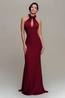 Load image into Gallery viewer, Burgundy Mermaid High Neck Maxi Formal Dress