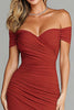 Load image into Gallery viewer, Terracotta Mermaid Ruched Off the Shoulder Long Formal Dress