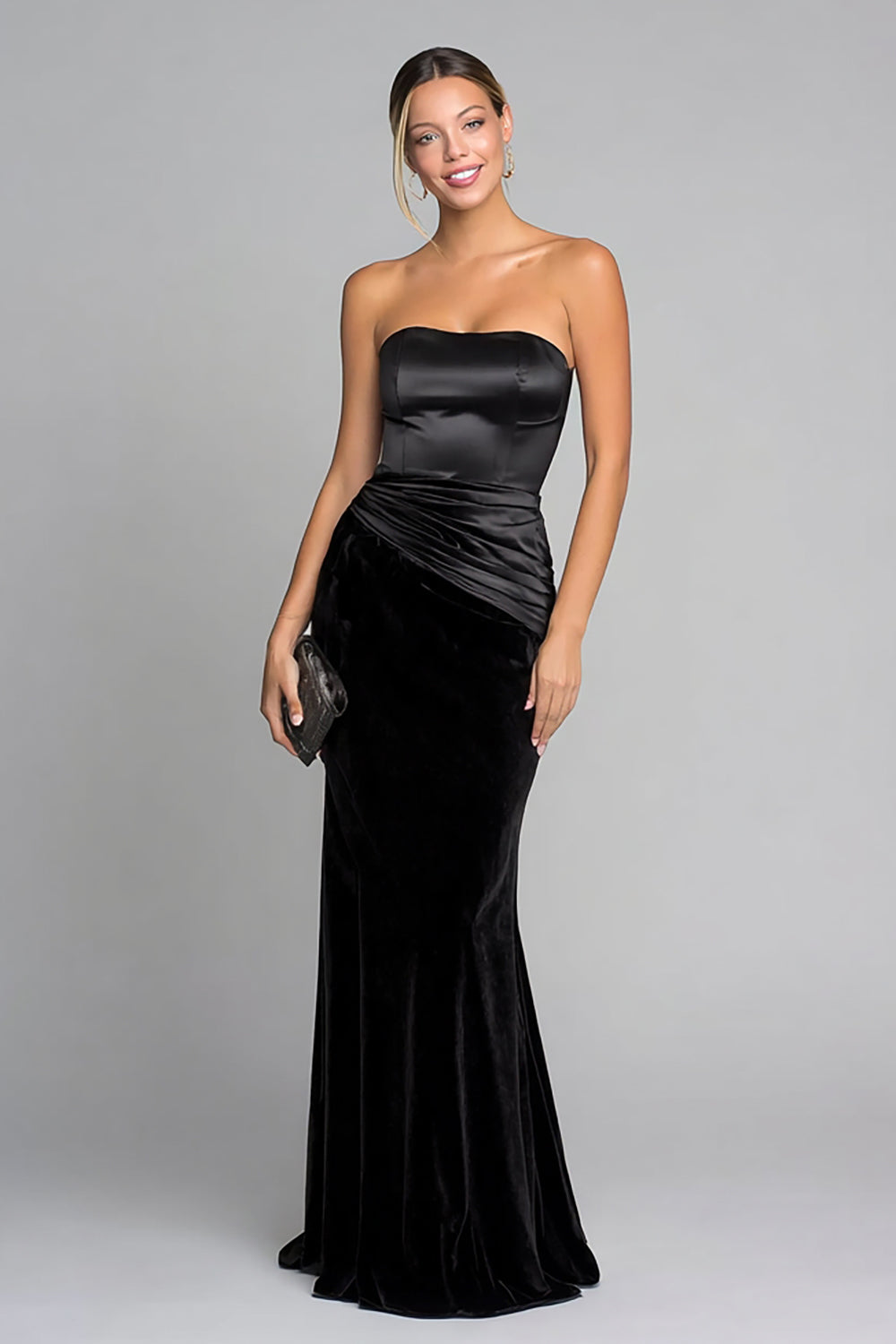 Black Velvet Strapless Mermaid Maxi Formal Dress