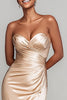Load image into Gallery viewer, Champagne Sweetheart Mermaid Satin Maxi Formal Dress with Slit