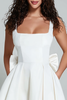 Load image into Gallery viewer, Ivory Satin Square Neck A Line Short Prom Dress with Bow