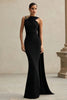 Load image into Gallery viewer, Black Mermaid One Shoulder Neck Scarf Long Formal Dress