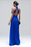 Load image into Gallery viewer, Royal Blue Mermaid High Neck Long Formal Dress