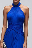 Load image into Gallery viewer, Royal Blue Mermaid High Neck Long Formal Dress