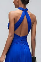 Load image into Gallery viewer, Royal Blue Mermaid High Neck Long Formal Dress