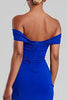 Load image into Gallery viewer, Royal Blue Mermaid Off the Shoulder Long Formal Dress with Slit