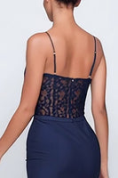 Load image into Gallery viewer, Navy Mermaid Spaghetti Straps Lace Long Formal Dress with Slit